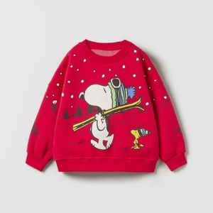 NWT Zara 9-12m Snoopy Woodstock Christmas Peanuts sweatshirt